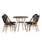 Merrick Lane Mael Bistro Style Table with Glass Top, Textilene, 4 Stack Chairs, and Bamboo Finished Metal Frame for Indoor/Outdoor Use